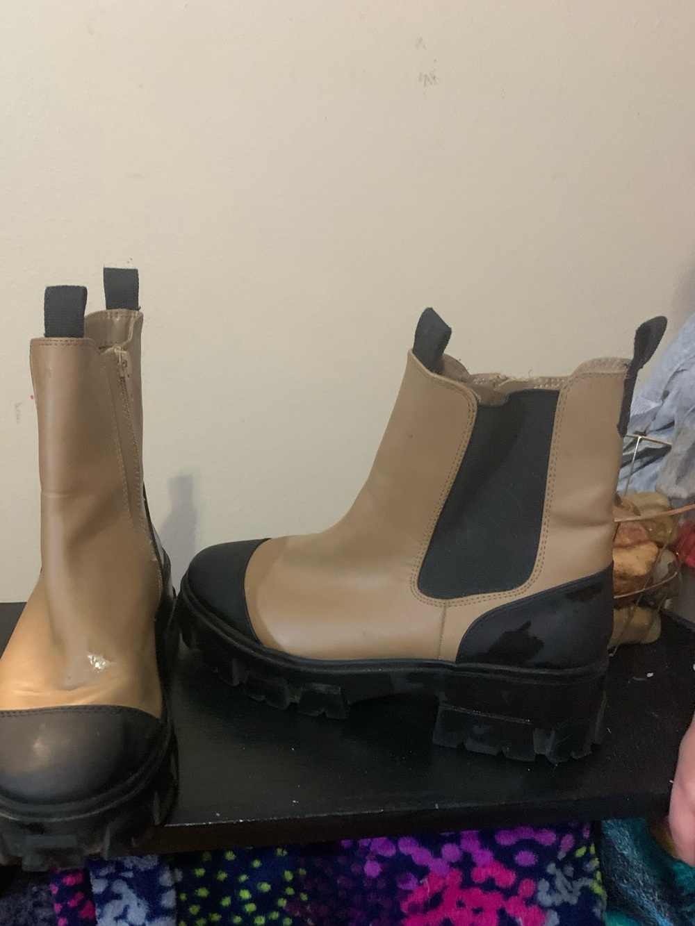 Target A New Day Devan Water-Repellent Lug Sole Chelsea Boots Tan Black Size 7